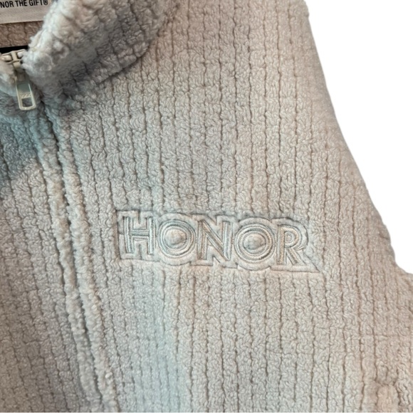 Honor‎ the Gift Crop Ribbed Fleece Zip Jacket Small Tan Cream - Picture 9 of 13